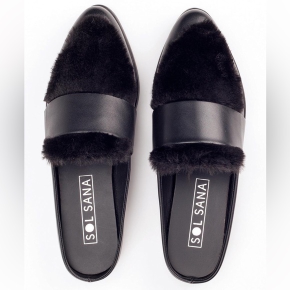 Sol Sana Faux Fur Tuesday Slide Black Size 37 - Picture 2 of 13
